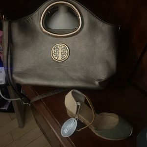 Metallic Silver Large Handbag